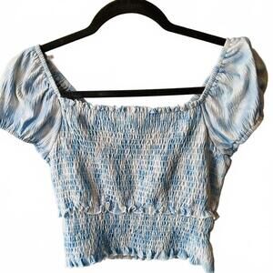 Nordstrom, Lush Feminine Blue & White Crop Top, Size Small